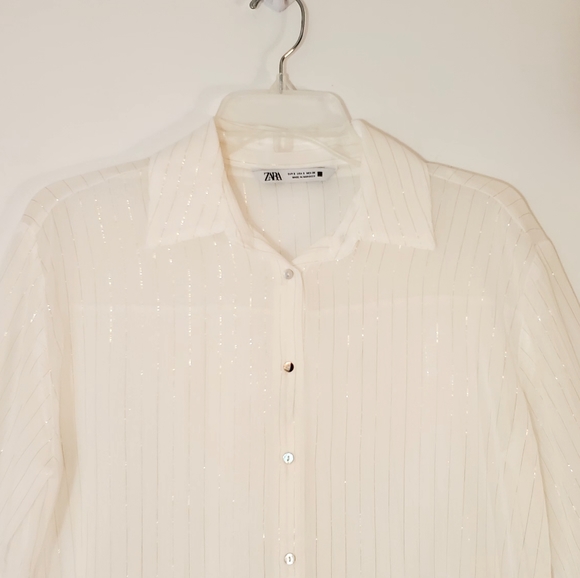 Zara Sheer Button Blouse - Picture 2 of 11